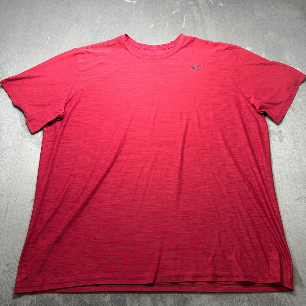 Nike Dri-FIT Shirt Mens 3XL Red Heathered Short Sleeve Activewear Training Gym